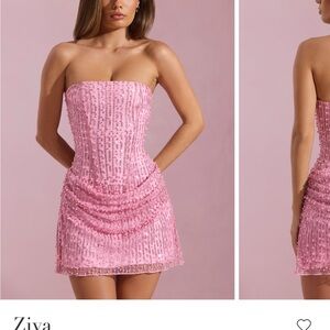 Oh Polly Ziya Pink Strapless Mini Dress